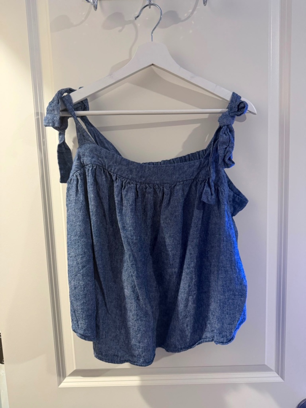 Chambray Tie‑Strap Sleeveless Top